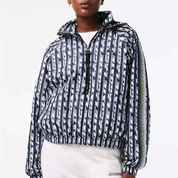 New Lacoste Women's Oversized Windbreaker Track Jacket, size